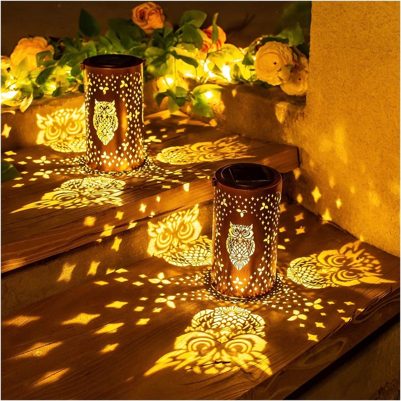 EZTZEN Owl Solar Lanterns Outdoor Waterproof Hanging Solar Lights Owl Gifts for Women Men Metal Decorative LED Owl Lanterns for Garden Decor,Yard,Patio,Lawn,Tabletop,Pathway,Landscape - Image 3